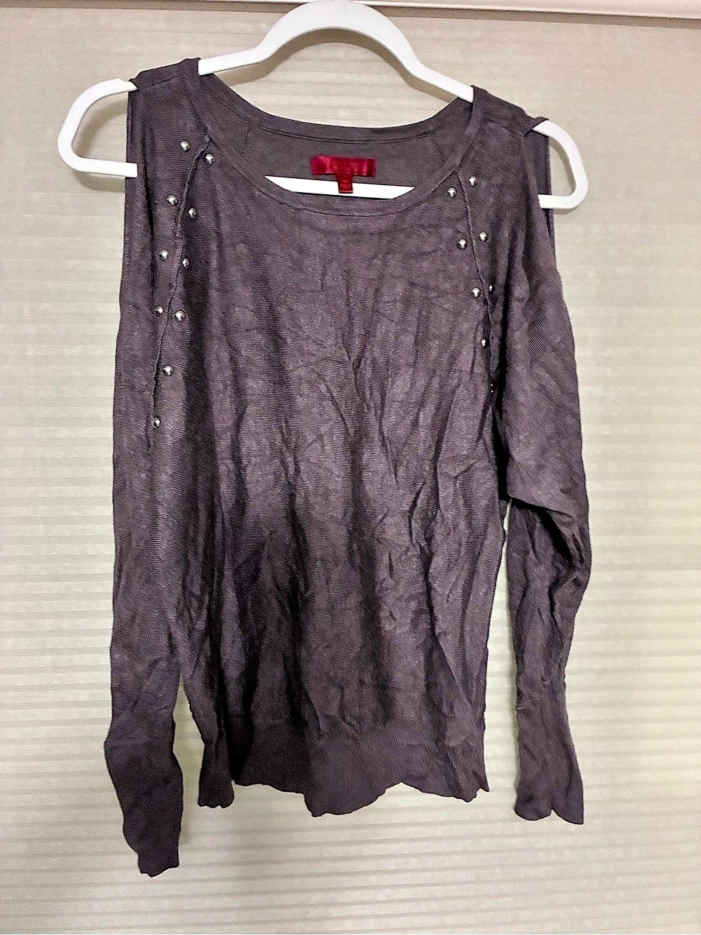 Jennifer Lopez Long Sleeve Studded Top in Brown Size Medium Like New